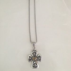 Brighton cross silver with gold heart necklace